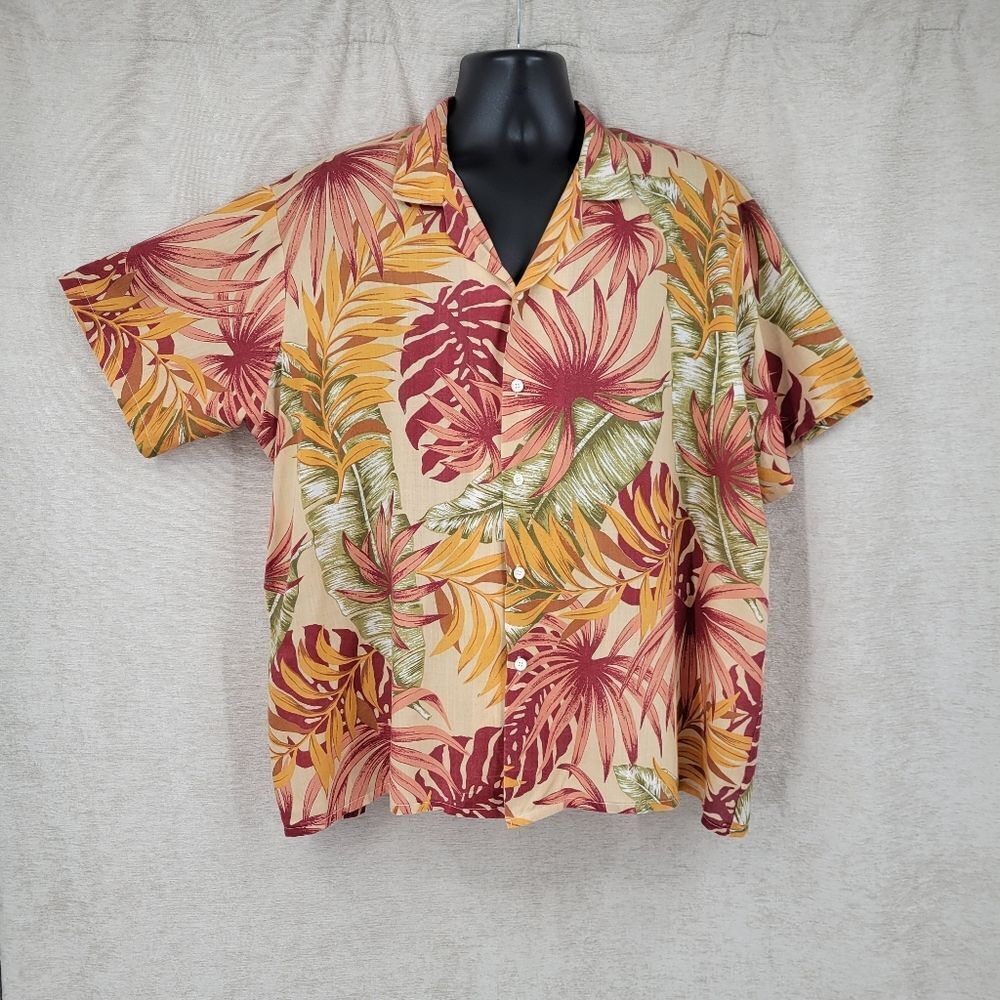 Oceanaire Vintage Tropical Print Men's Camp Collar Hawaiian Shirt